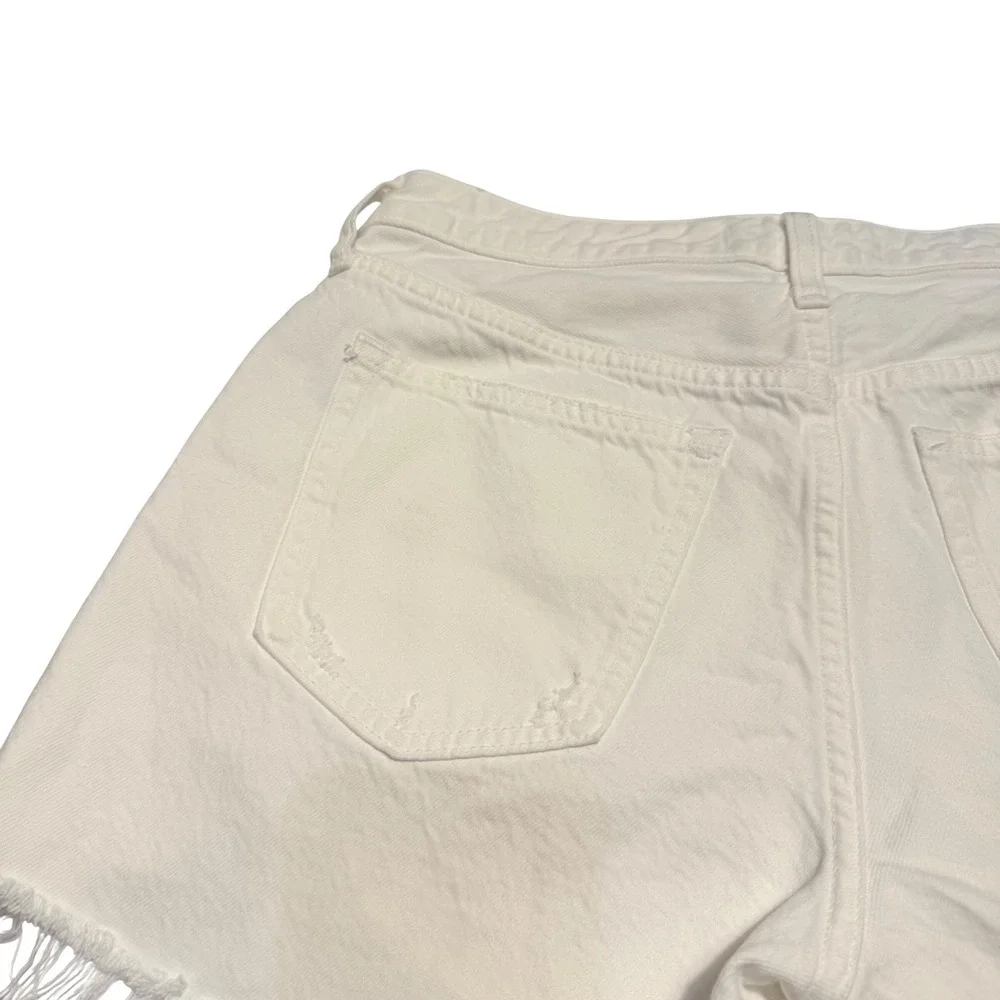 Abercrombie & Fitch Curve Love The Baggy Low Rise White Distressed Shorts 28 6